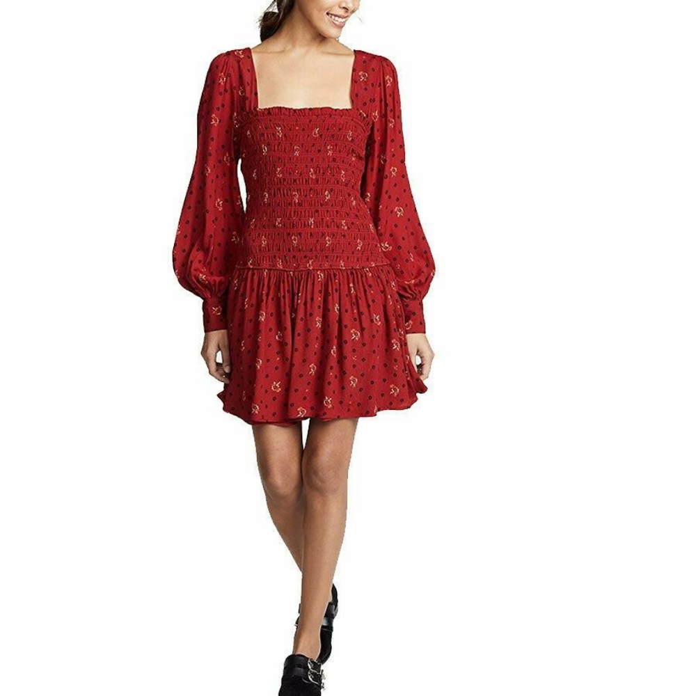 FREE PEOPLE TWO FACES PRINTED BOHO MINI DRESS